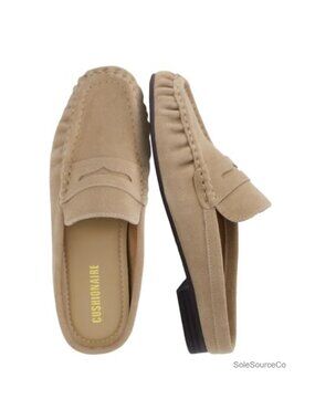 Genuine Suede Leather Penny Loafer Mules Backless Slip-On Flats